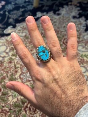 Authentic Persian Nishaburi Firoze sterling silver men, made in Iran,
925 silver